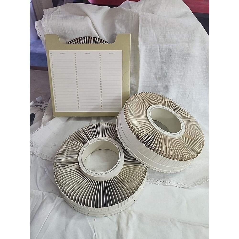 Lot of 3 Rototray Slide Carousels  1 original sleeve box all With Slides